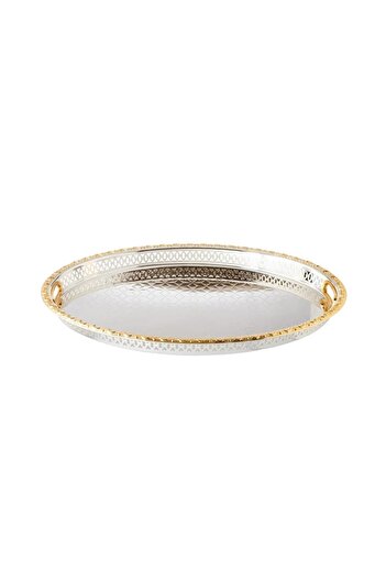 ORIAN Silver and gold single oval serving tray