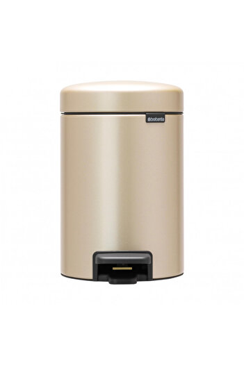 Brabantia NewIcon Pedal Bin 1003195, 3 l, Soft Close, Anti-Slip Base, Gold Metallic