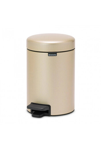 Brabantia NewIcon Pedal Bin 1003195, 3 l, Soft Close, Anti-Slip Base, Gold Metallic