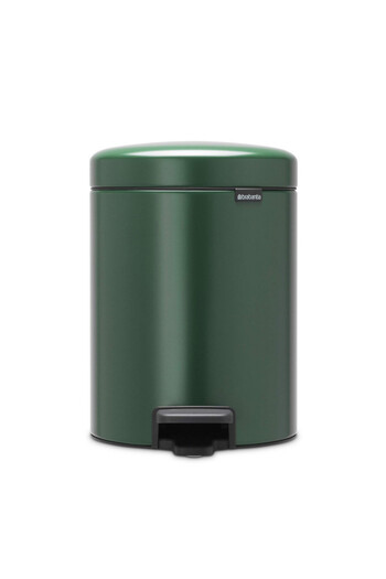 Brabantia NewIcon Pedal Bin 1003199, 5 l, Soft Close, Anti-Slip Base, Dark Green