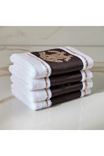 Generic Roberto Cavalli Home 4-Piece 550 GSM Cotton Fingertip Towel Set - 33x33 cm