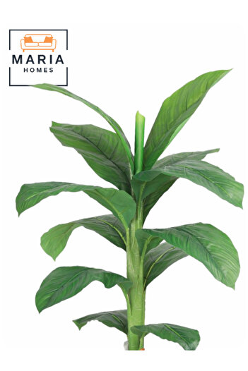 MARIA HOMES Artificial Banana Leaf Tree 110 cm – Indoor Decorative Plant in Grey Pot for home & office