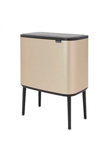 Brabantia Bo Touch 1003214 waste bin, 11+23 l, Smooth & silent opening, Large opening, Gold metallic