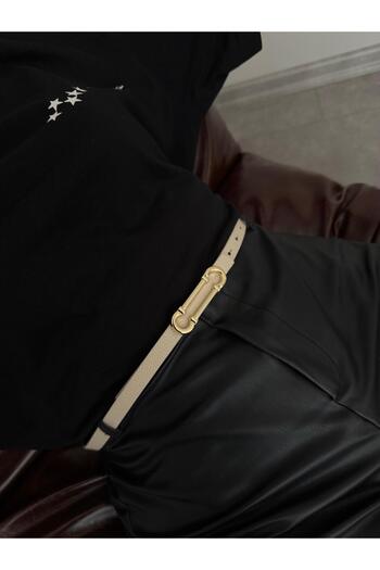 LİA KEMER Modern Gold Buckle Belt, Jacket Belt, Pants Belt, Casual Belt