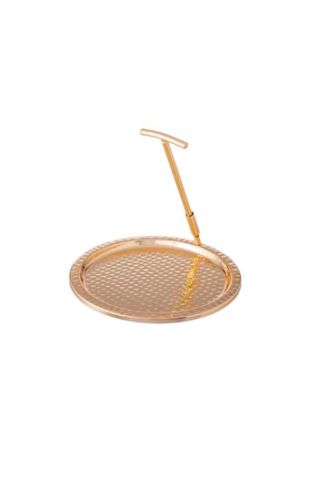 ORIAN Gold metal round serving plate with stand