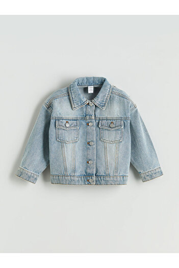 LC Waikiki Button Closure Shirt Collar Girls' Jean Jacket