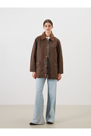 LC Waikiki Brown Shirt Collar Women's Coat