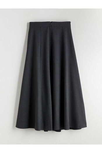 LC Waikiki Black Flared Skirt with Zipper at the Waist