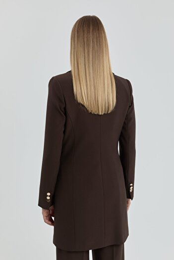 Nihan Kruvaze Blazer Ceket Kahve