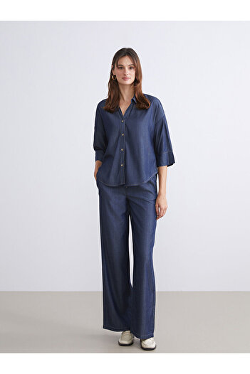 LC Waikiki Indigo Waist Elastic Wideleg Women's Jean Trousers