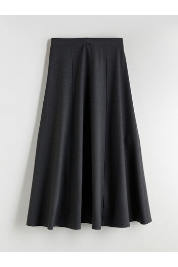 LC Waikiki Black Flared Skirt with Zipper at the Waist