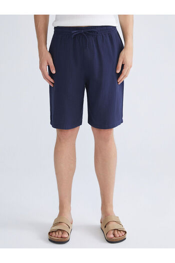 LC Waikiki Navy Blue Comfortable Fit Muslin Men's Shorts