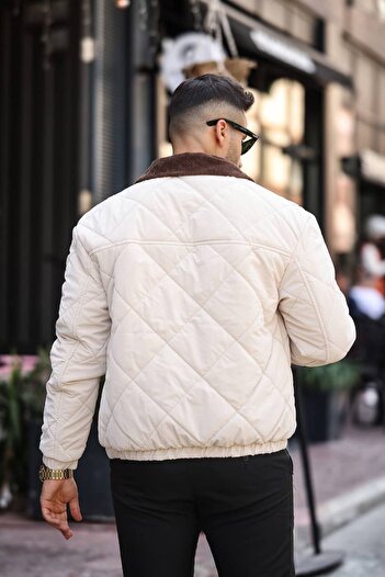 İLKCET MODA Men's Regular Quilted Collar Detailed Coat