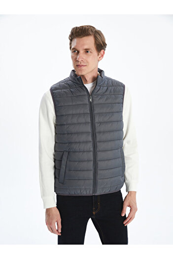 LC Waikiki Gray Standard Fit Stand Collar Men's Puffer Vest