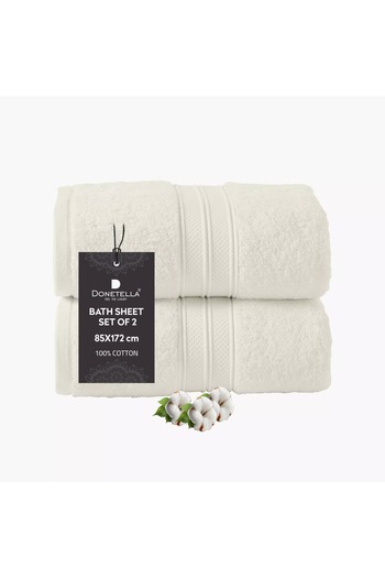Generic DONETELLA 2-Piece 600 GSM Combed Cotton Bath Sheet Set - 85x172 cm