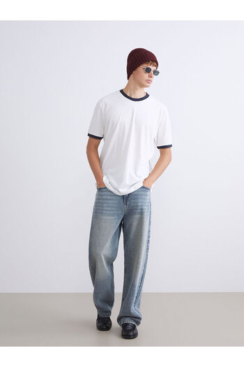 LC Waikiki Ecru Crew Neck Combed Cotton Men's T-Shirt