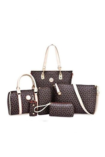 HALAMODO Minimalist Women's Totes Bag, Fashion Multi-Purpose 5 Pieces Suit Handbag Set
