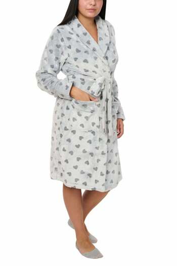 Centini Women's bathrobe with hearts, Selena, pearl gray