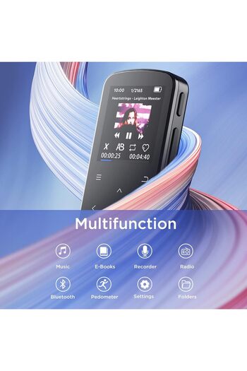 ZOOAOXO مشغل MP3 بسعة 64 جيجابايت، مشغل MP3 مزود بتقنية البلوتوث 5.2، تصميم مشبك رياضي