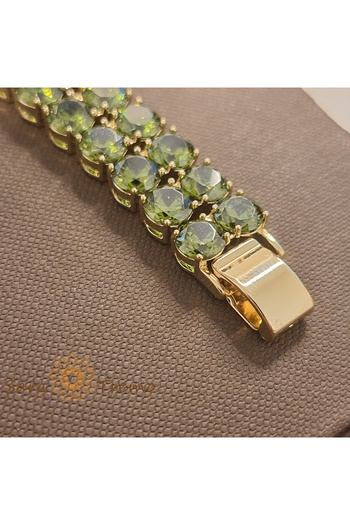 saratremo Esmeralda bracelet – 14K gold plated with green zirconia, 18 cm