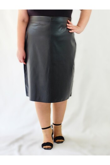 MRV DESIGN Plus Size Leather Pencil Midi Pencil Skirt