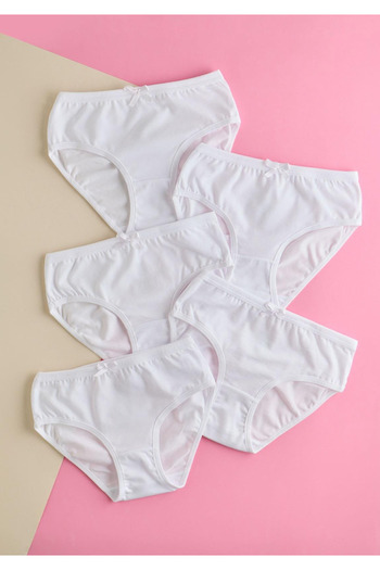 Katia&Bony Girl's Bowknot 5-Pack Slip Panties White