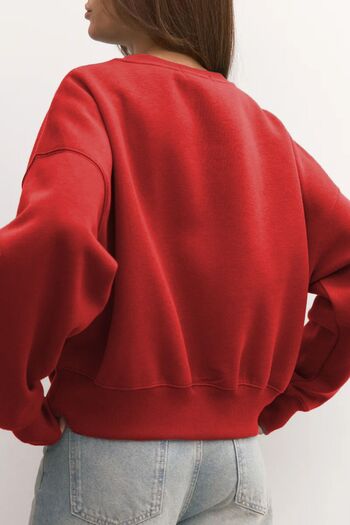 COMBİNE MİCHAİL Women's Basic Oversize Winter Burgundy Sweatshirt