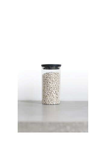 Brabantia Stackable Glass Jar 646874, 1.1 l, Tight closure, Dishwasher safe, Dark gray