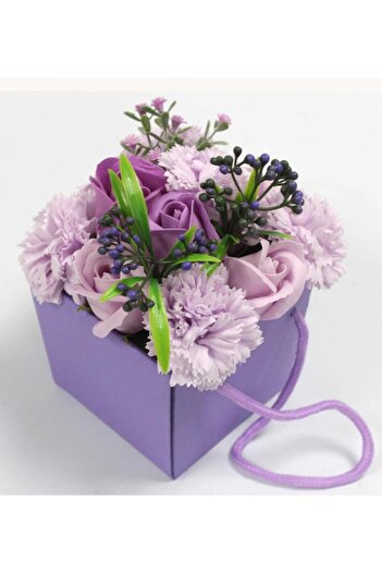 AW Gifts Soap Flower Bouquet - Purple Rose and Carnations