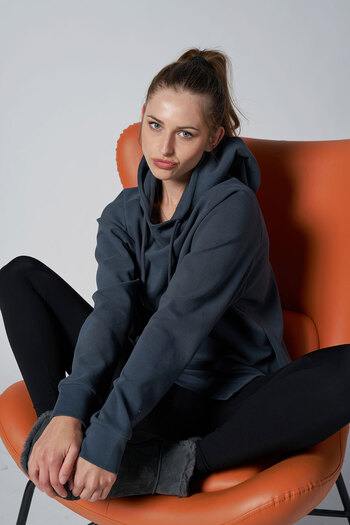 bilcee Women's Smoked Brushed Soft Textured Hooded Long Length Oversized Sweatshirt 4785