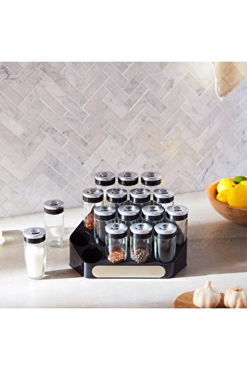 Generic Tasty 6-Jar Spice Rack Set with Lazy Susan