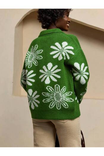 ATE ÖZGÜNEŞ TRİKO TEKSTİL Green cardigan with raised