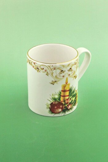 Bursa Porselen Dekor Christmas Candle Gold Gilded Porcelain Mug