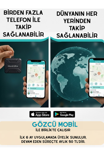 Gözcü Mobil Ultra Takip Cihazı Ios Android Uyumlu Airtag Geçmişe Dönük Konum 30 Ay Pil Gps Araç Motor