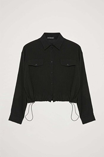 Quzu Black Women's Shirt with Rubber Detail Gml00021