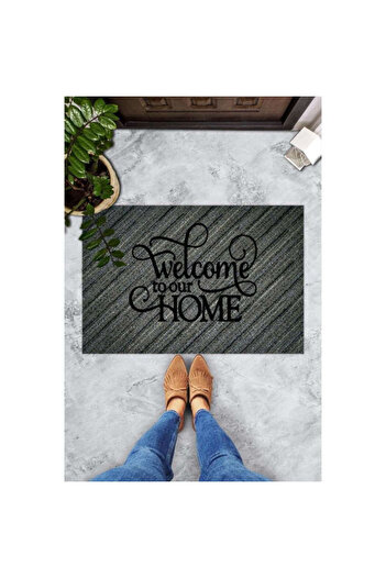Chilai Home 877CHL1163 Entrance Door Mat, 45x70 cm, PVC, Grey/Black
