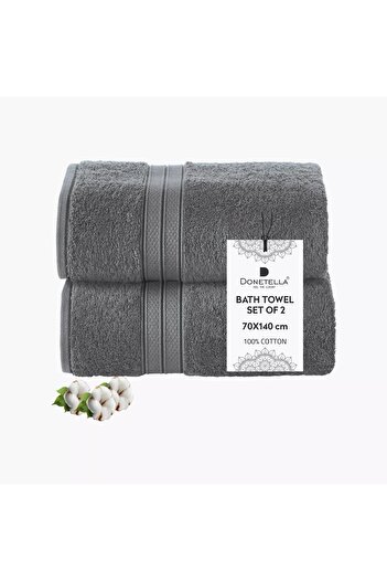 Generic DONETELLA 2-Piece 600 GSM Combed Cotton Bath Towel Set - 70x140 cm