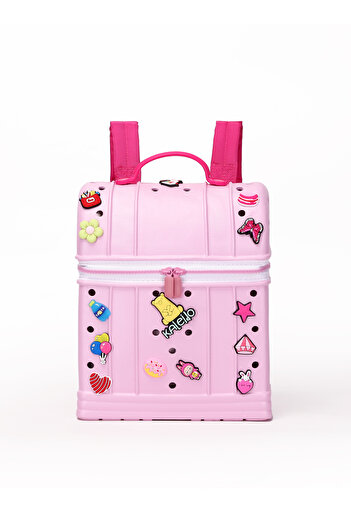KALEIDO Durable EVA School Backpack for Kids | Children's Book Bag with Fun Fixed Charms (Pink)
