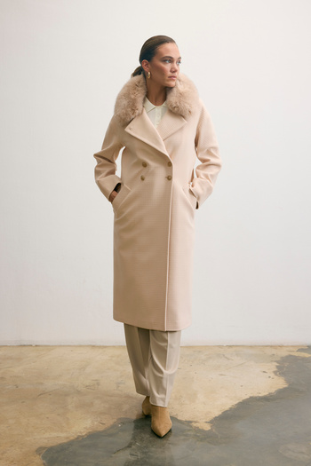 KENT Long Powder Coat with Fur Collar
