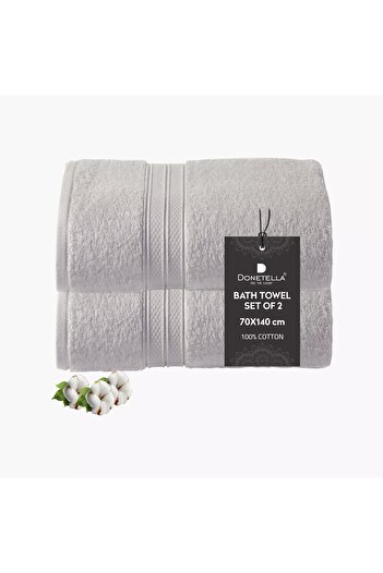 Generic DONETELLA 2-Piece 600 GSM Combed Cotton Bath Towel Set - 70x140 cm