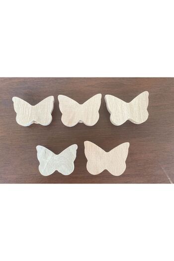 Sanatsal Dünya Wooden Butterfly Handle 5 Pieces 5X3,5X2 cm