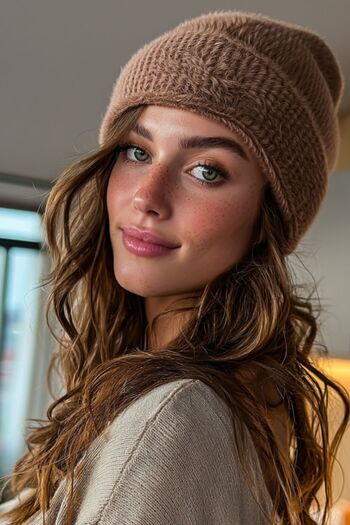 LAGRANZE Fluffy Soft Textured Fuzzy Knit Beanie