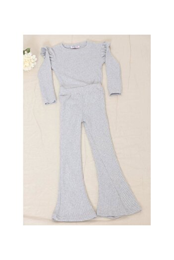 civetta 9-10 Years Old Ribbed Children's Suit Gray -