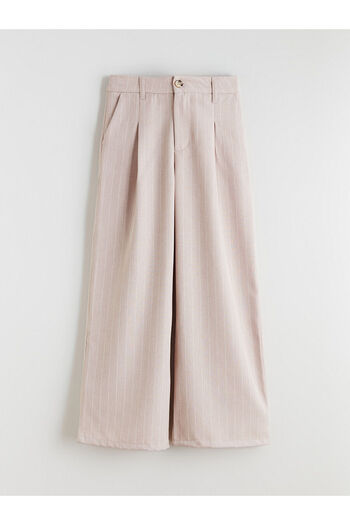 LC Waikiki Beige Wideleg Pleated Girl's Trousers