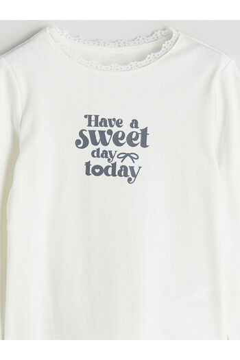 LC Waikiki Ecru Crew Neck Girl's T-Shirt