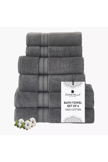 Generic DONETELLA 6-Piece 600 GSM Combed Cotton Bath Towel Set