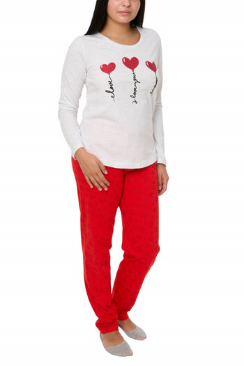 Centini Women's pajamas with hearts, Vienetta, melange gray
