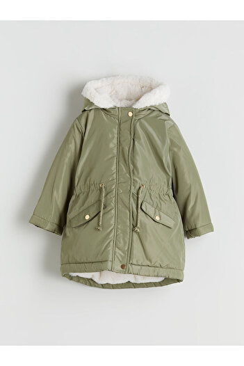 LC Waikiki Green Hooded Girl's Coat