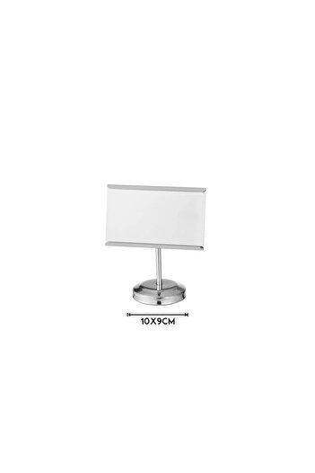 ORIAN Metal card and card holder for table or reception, silver, 10 cm