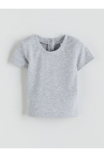 LC Waikiki Gray Crew Neck Short Sleeve Baby Girl Blouse and Leggings 2-Piece Set
